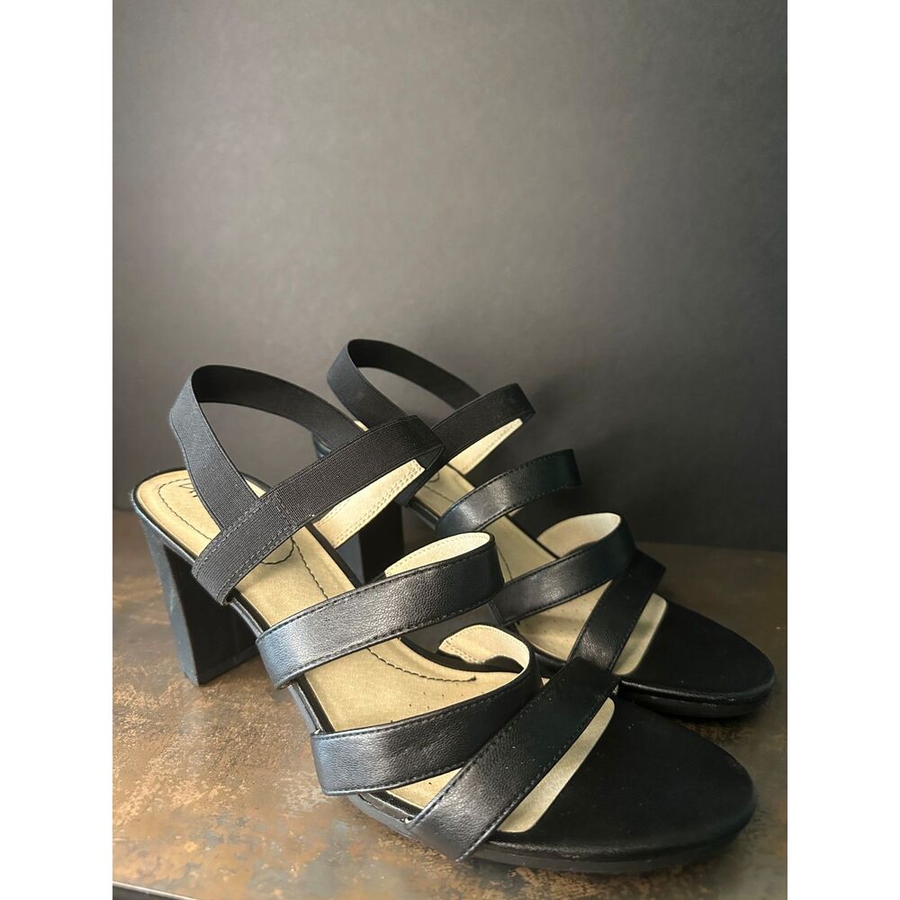 LifeStride Slingback Sandal 12 Strappy Block Heel Comfort Dressy Black Artist